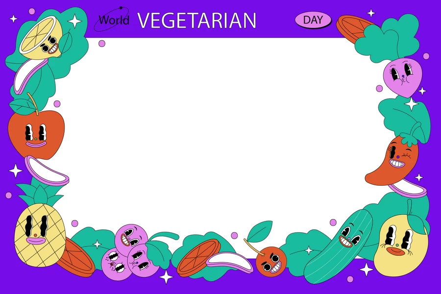 复古潮流趣味创意卡通水果蔬菜食品元素插画海报AI矢量设计素材【006】